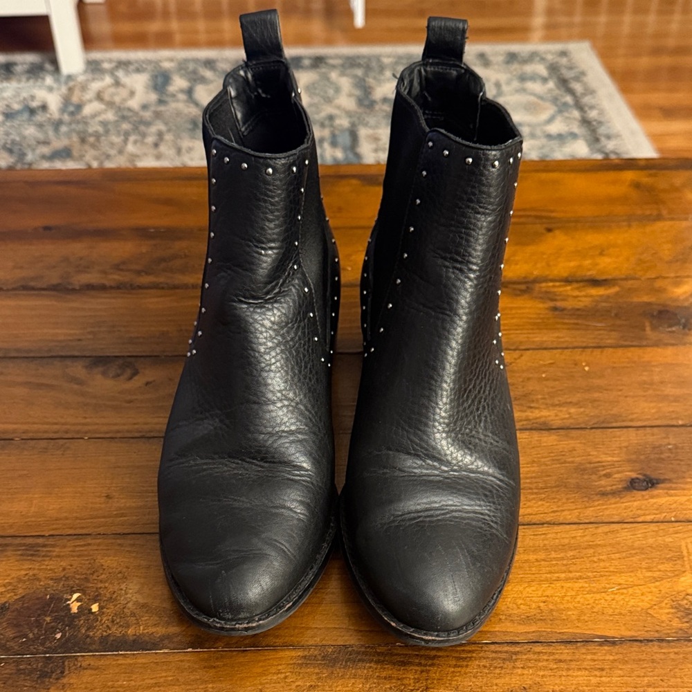 Cole Haan Waterproof Black Studded Ankle Boots